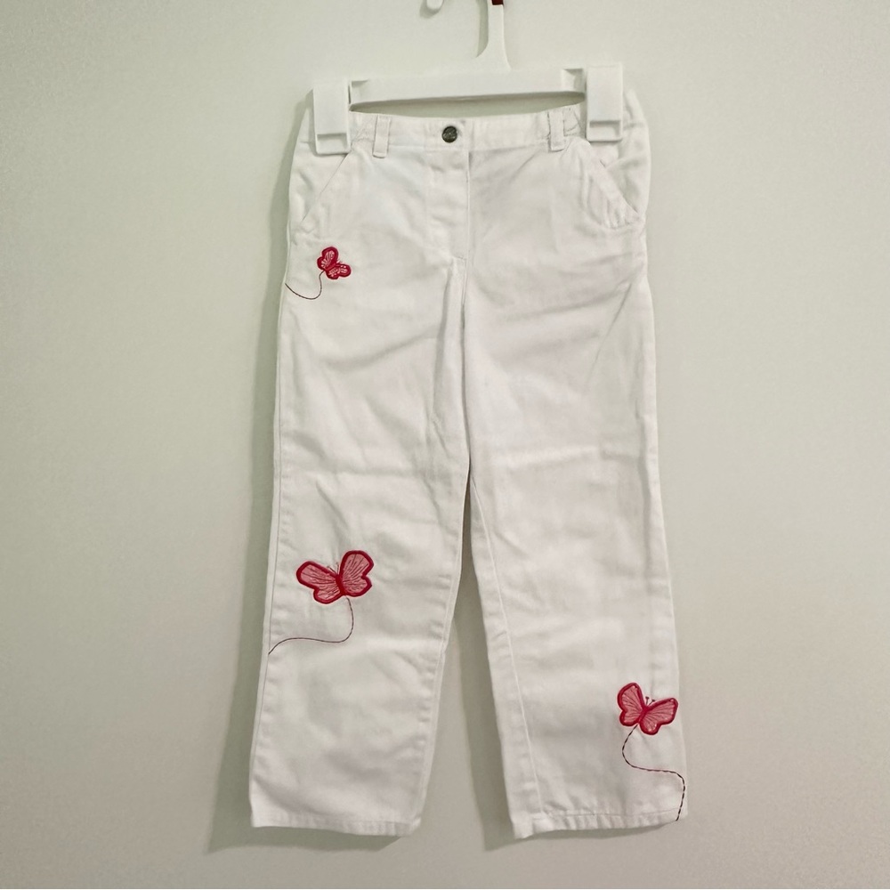 Y2K Koala Kids White and Red Casual Pants with Butterfly Embroidery Girls size 4